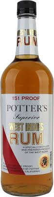 Potter's Superior V.I. Gold Rum 151 Proof - litre (1x100cl) - TwoMoreGlasses.com