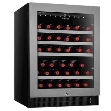 Vintec Seamless Stainless Steel Series Single Temperature Zone Wine Cabinet VWS050SSA-X (40 Bottles) - TwoMoreGlasses.com