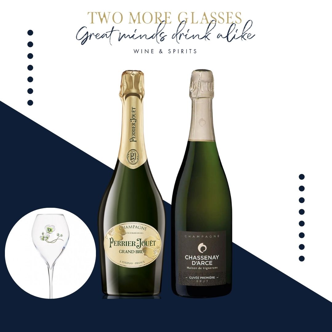 6 Perrier Jouet Grand Brut x 6 Champagne Chassenay D'Arce Cuvee Premiere Brut with 2 Flute Set (12x75cl)