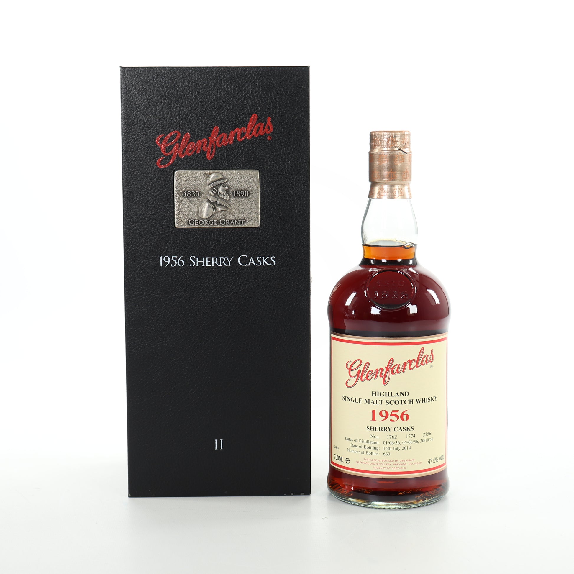 Glenfarclas Sherry Casks #1762, #1774 & #2356 47.5% 1956 (bottled in 2014) (1x70cl) TwoMoreGlasses.com- Two More Glasses