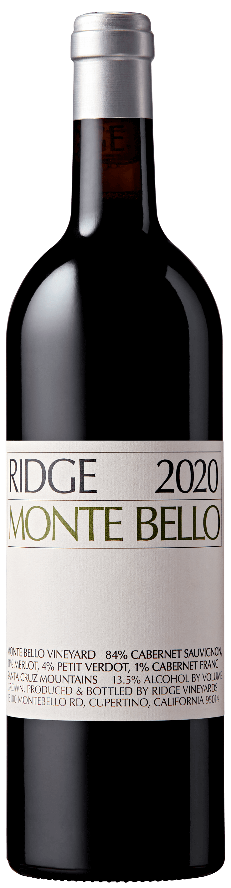 Ridge Monte Bello Santa Cruz Mountains Cabernet Blend 2020 (1x75cl) TwoMoreGlasses.com- Two More Glasses