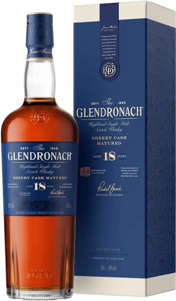 GlenDronach 18 Years Old Single Malt Whisky (1x70cl) TwoMoreGlasses.com- Two More Glasses