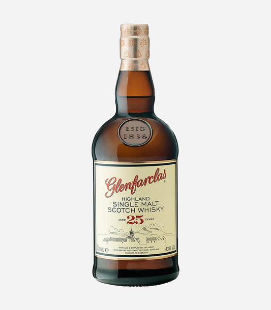 Glenfarclas 25 Year Old 43% (1x70cl) TwoMoreGlasses.com- Two More Glasses