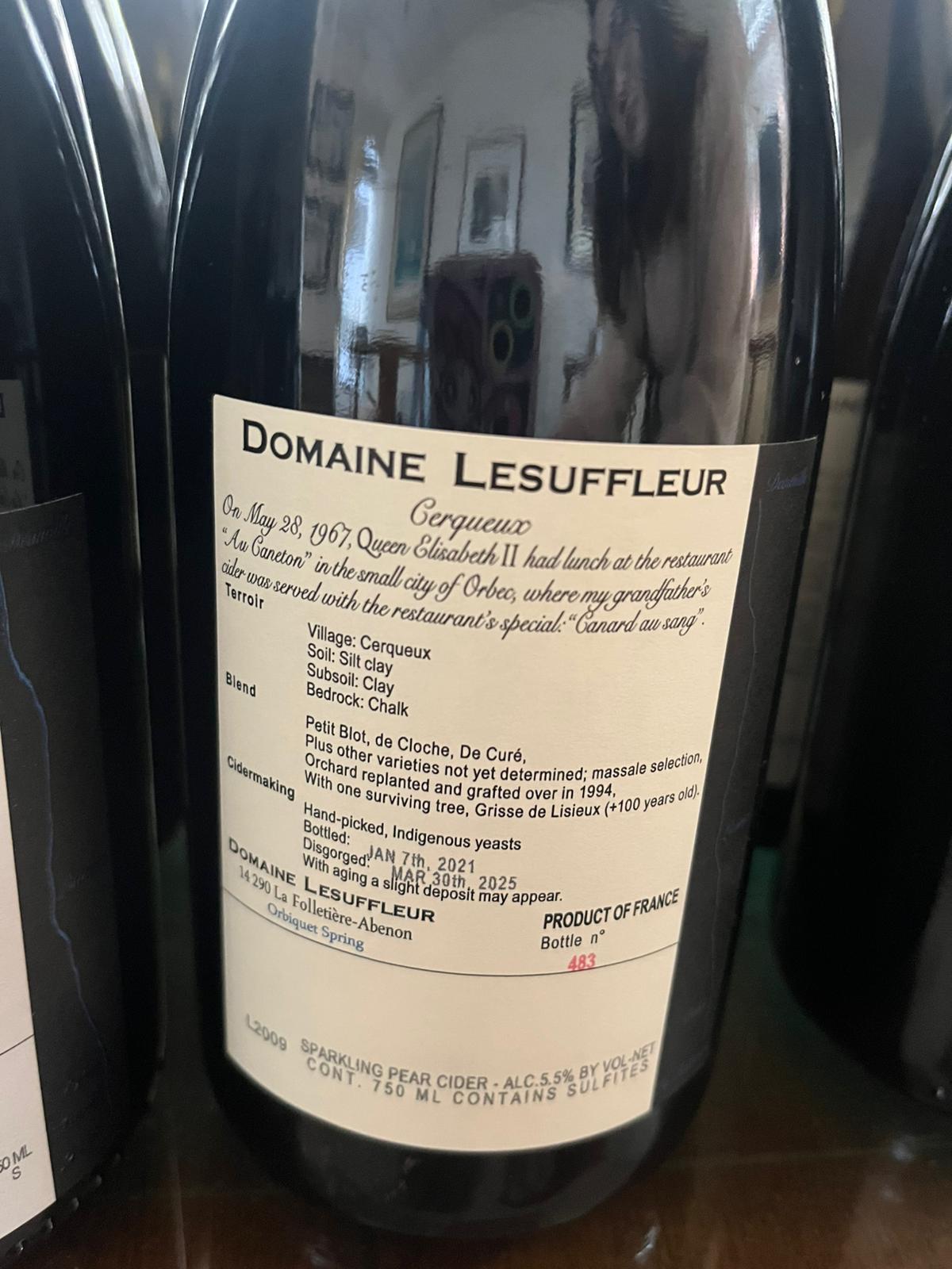 Domaine Lesuffleur Cerqueux (pear) 2020 (1x75cl) TwoMoreGlasses.com- Two More Glasses