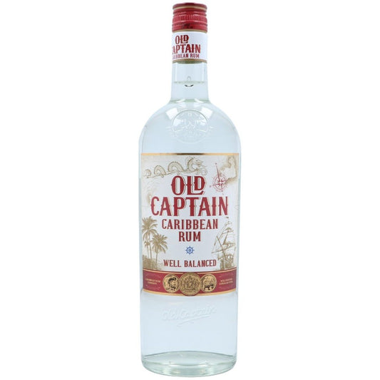 Old Captain Caribbean White Rum 37.5% (1x100cl) TwoMoreGlasses.com- Two More Glasses