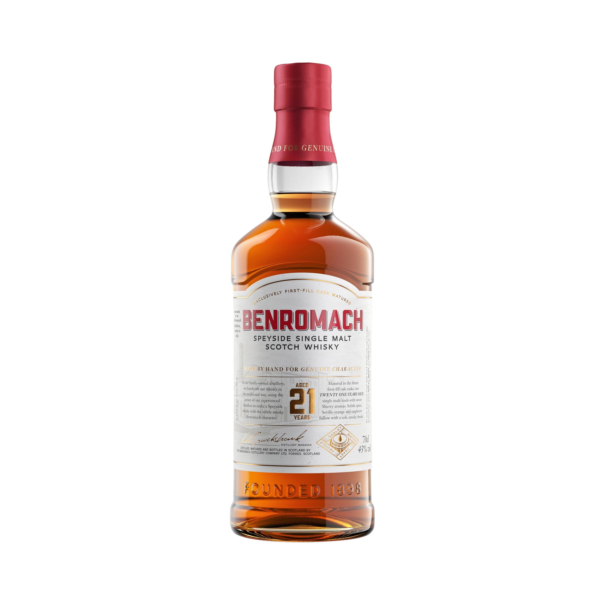 Benromach 21 Year Old 43% (1x70cl) TwoMoreGlasses.com- Two More Glasses