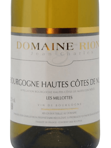 Domaine Jean-Charles Rion Bourgogne Hautes Cotes de Nuits Chardonnay "Les Millottes" 2020 (1x75cl) TwoMoreGlasses.com- Two More Glasses
