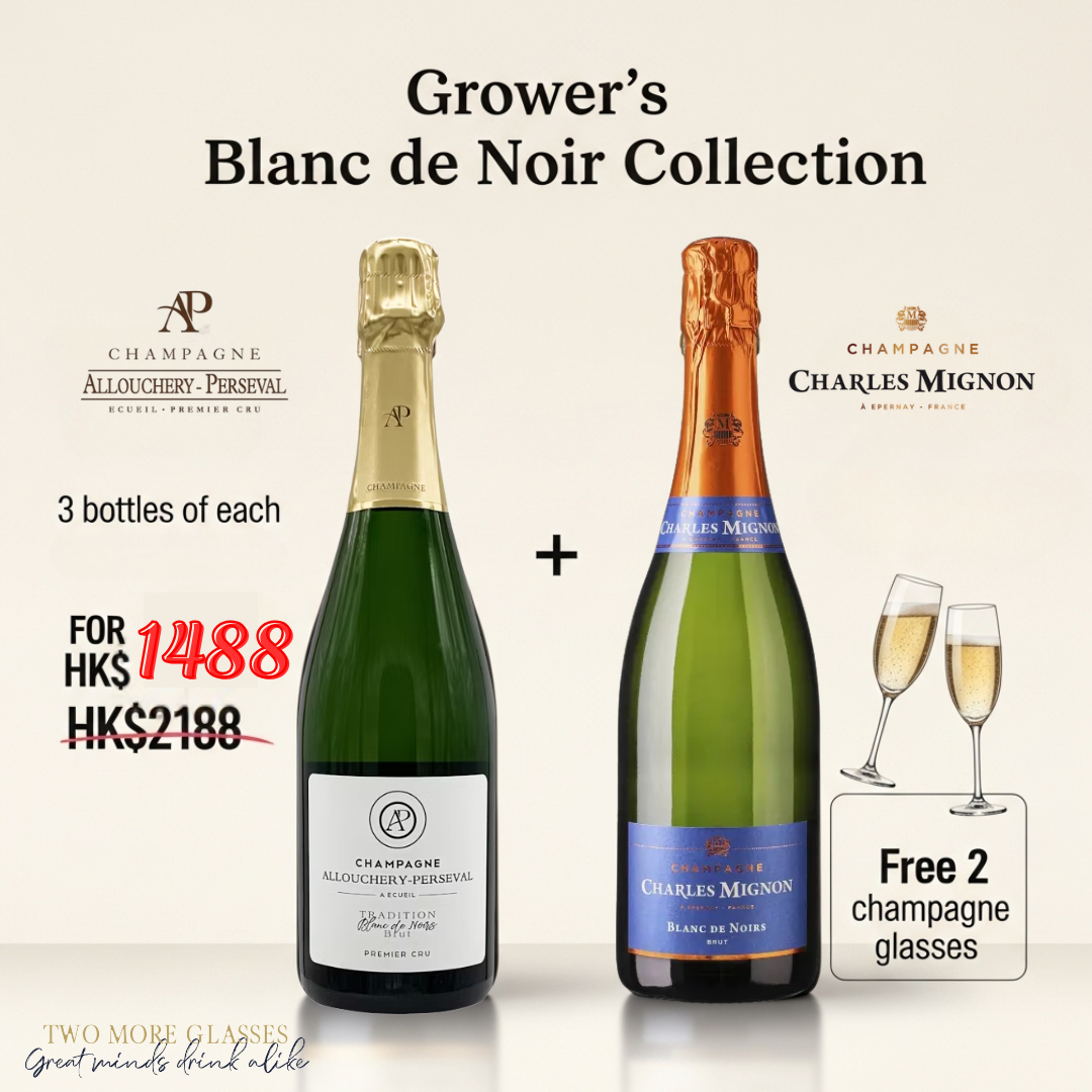 Grower's Blanc de Noir Collection with 2 Champagne Flute Set (6x75cl)