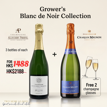 Grower's Blanc de Noir Collection with 2 Champagne Flute Set (6x75cl)
