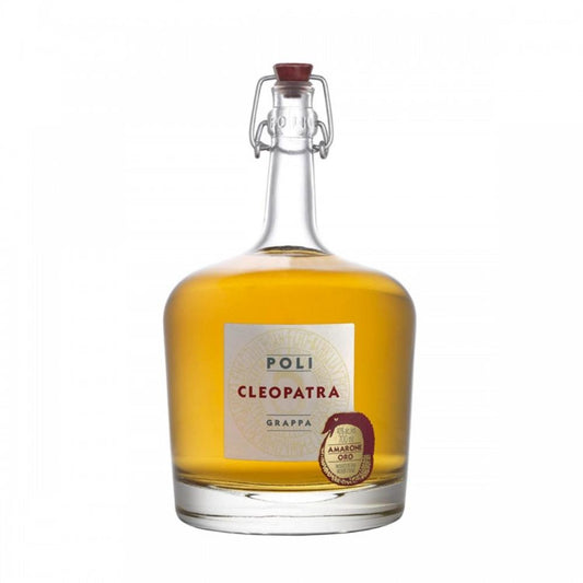 Distillerie Poli Cleopatra Moscato Oro Grappa 40% (1x70cl) TwoMoreGlasses.com- Two More Glasses