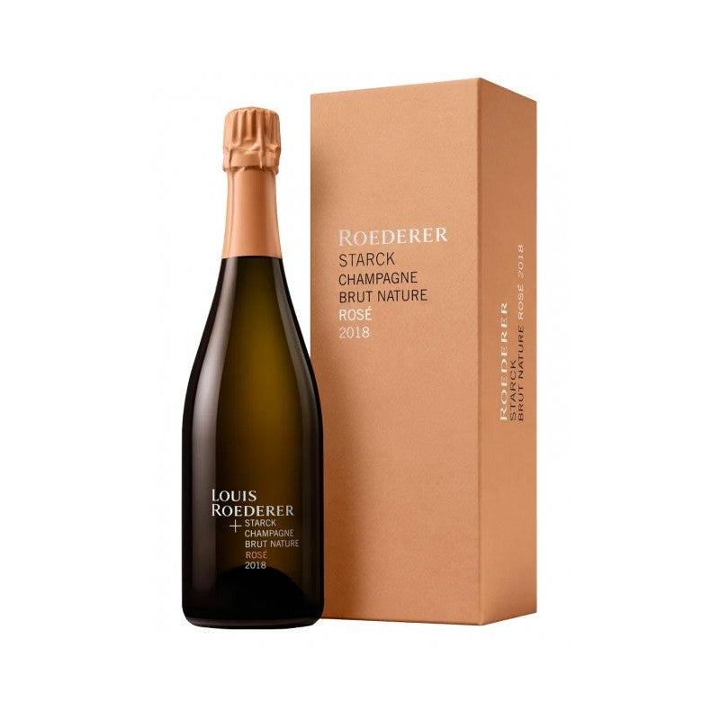 Louis Roederer Brut Nature Rose 2018 by Philippe Starck (1x75cl) TwoMoreGlasses.com- Two More Glasses