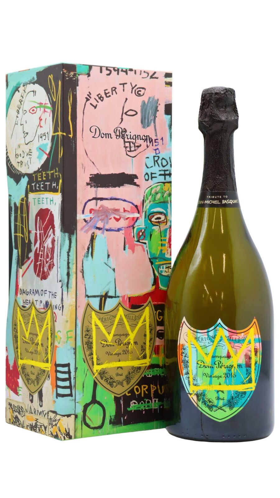 Dom Perignon Vintage 2015 Jean-Michel Basquiat Special Edition (Yellow) (1x75cl) TwoMoreGlasses.com- Two More Glasses