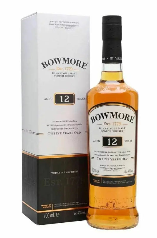 Bowmore 12 Years Old Single Malt Scotch Whisky (1x70cl) - TwoMoreGlasses.com
