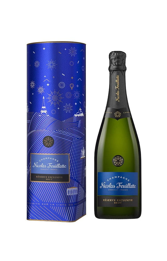 Nicolas Feuillatte Reserve Exclusive Brut with Patrimoine Metal Box NV (1x75cl) - TwoMoreGlasses.com