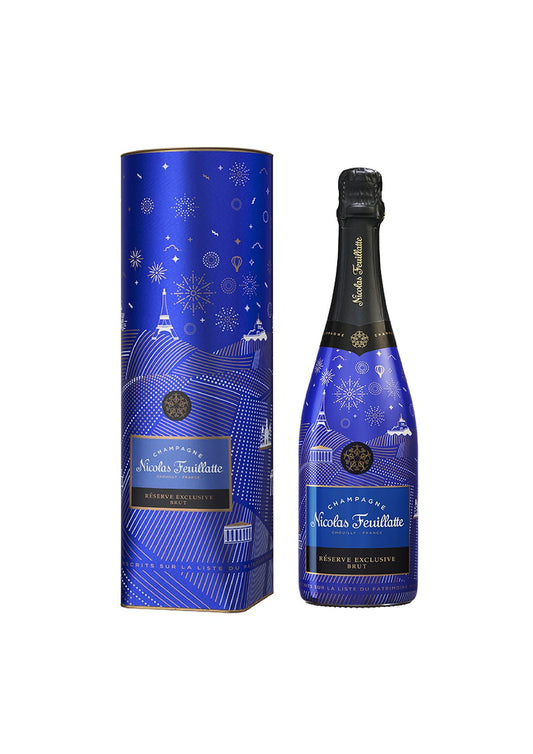 Nicolas Feuillatte Reserve Exclusive Brut Patrimoine Sleeve with Patrimoine Metal Box NV (1x75cl) - TwoMoreGlasses.com