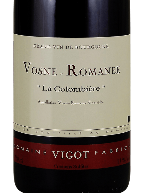 Domaine Vigot Fabrice Vosne Romanee La Colombiere 2012 (1x75cl) - TwoMoreGlasses.com