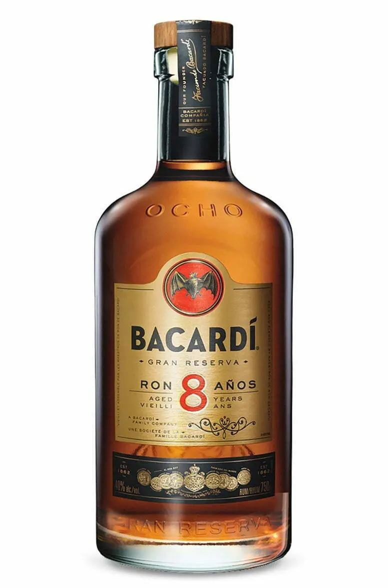 Bacardi 8 Years Rum - litre (1x100cl) - TwoMoreGlasses.com