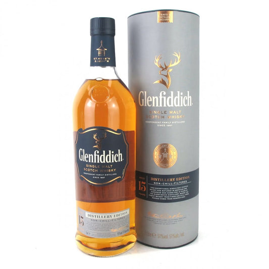 Glenfiddich 15 Year Old Distillery Edition Single Malt Scotch Whisky (1x100cl) - TwoMoreGlasses.com