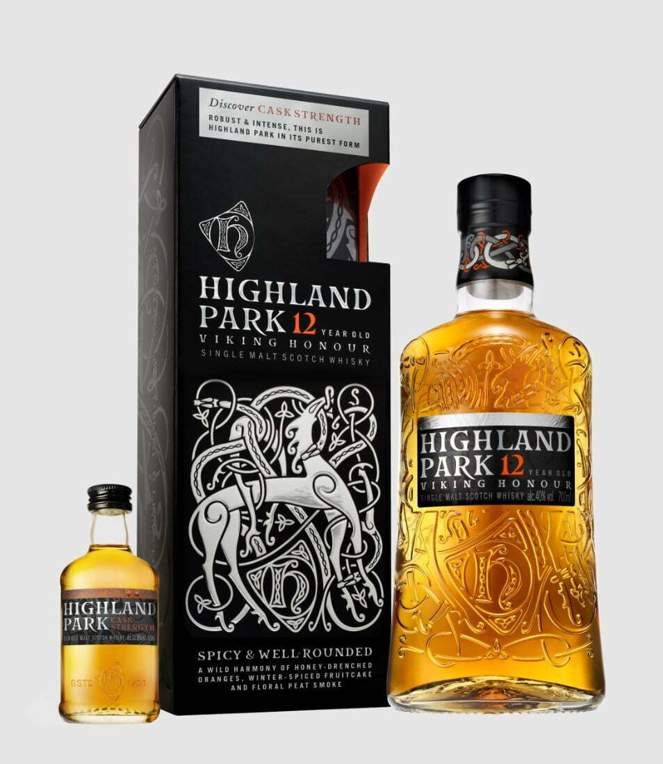 Highland Park 12 Years Old Hitchhiker Gift Set with Cask Strength No. 3 (1x70cl + 1x5cl) - TwoMoreGlasses.com