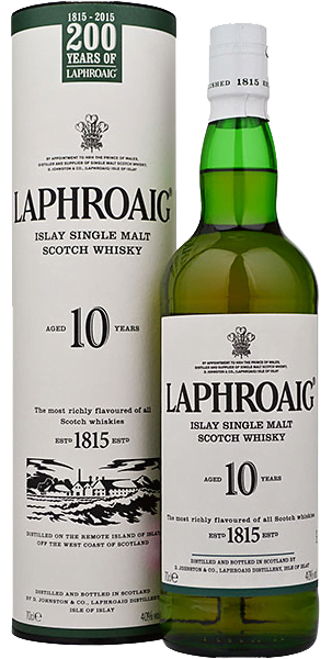 Laphroaig 10 Years Single Malt (1x70cl) - TwoMoreGlasses.com