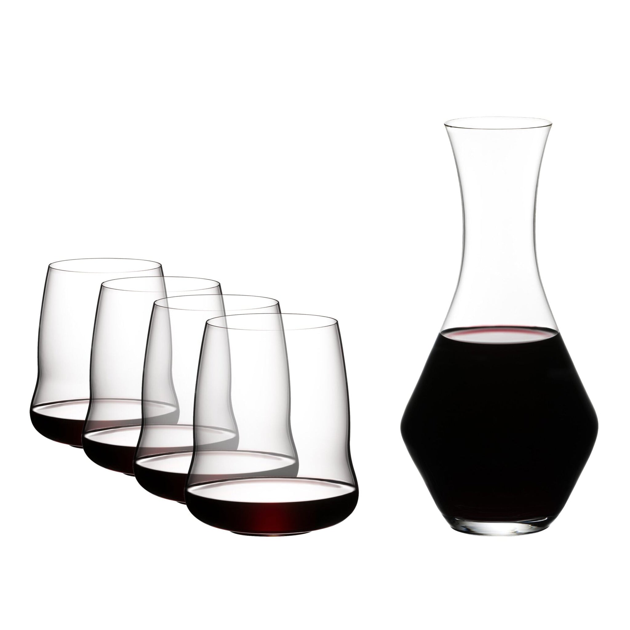SL Riedel Stemless Wings Cabernet + Decanter (Set of 4+1) - TwoMoreGlasses.com