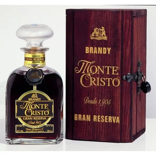 Bodegas Perez Barquero Monte Cristo Brandy Gran Reserva 25 Years Old Wooden Case (1x70cl) - TwoMoreGlasses.com