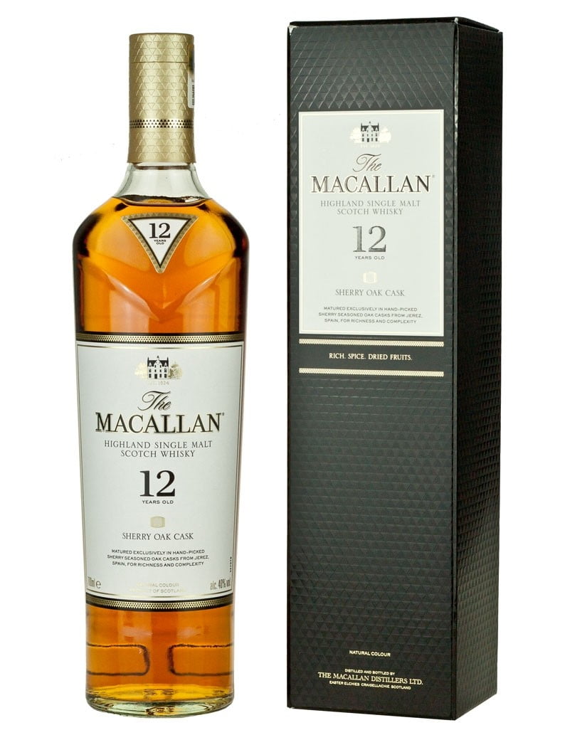 Macallan 12 Years Old Sherry Oak (1x70cl) - TwoMoreGlasses.com