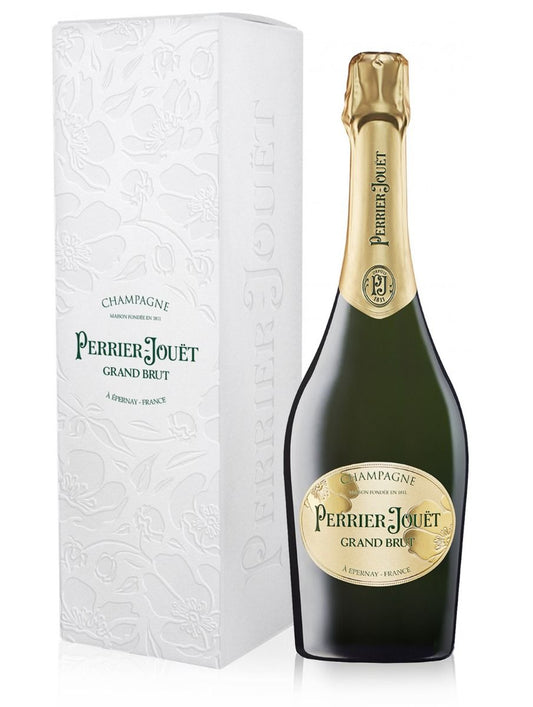 Perrier Jouet Grand Brut NV with gift box (1x75cl) - TwoMoreGlasses.com