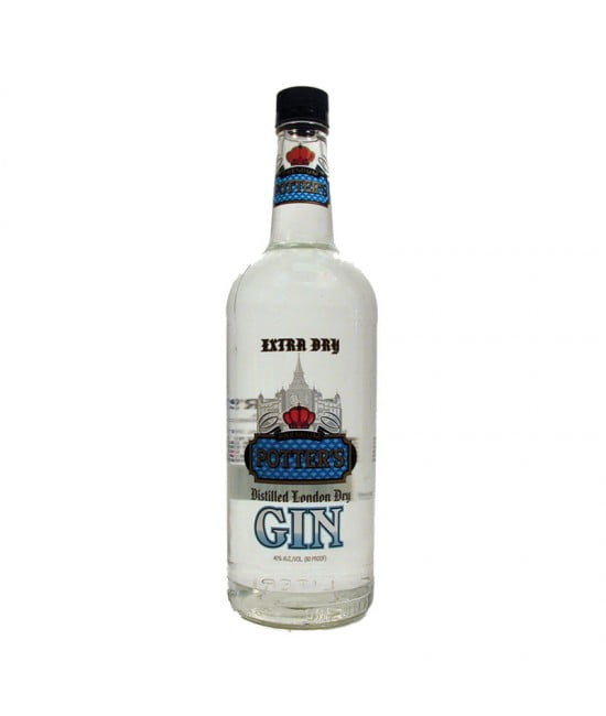 Potter's London Dry Gin - litre (1x100cl) - TwoMoreGlasses.com